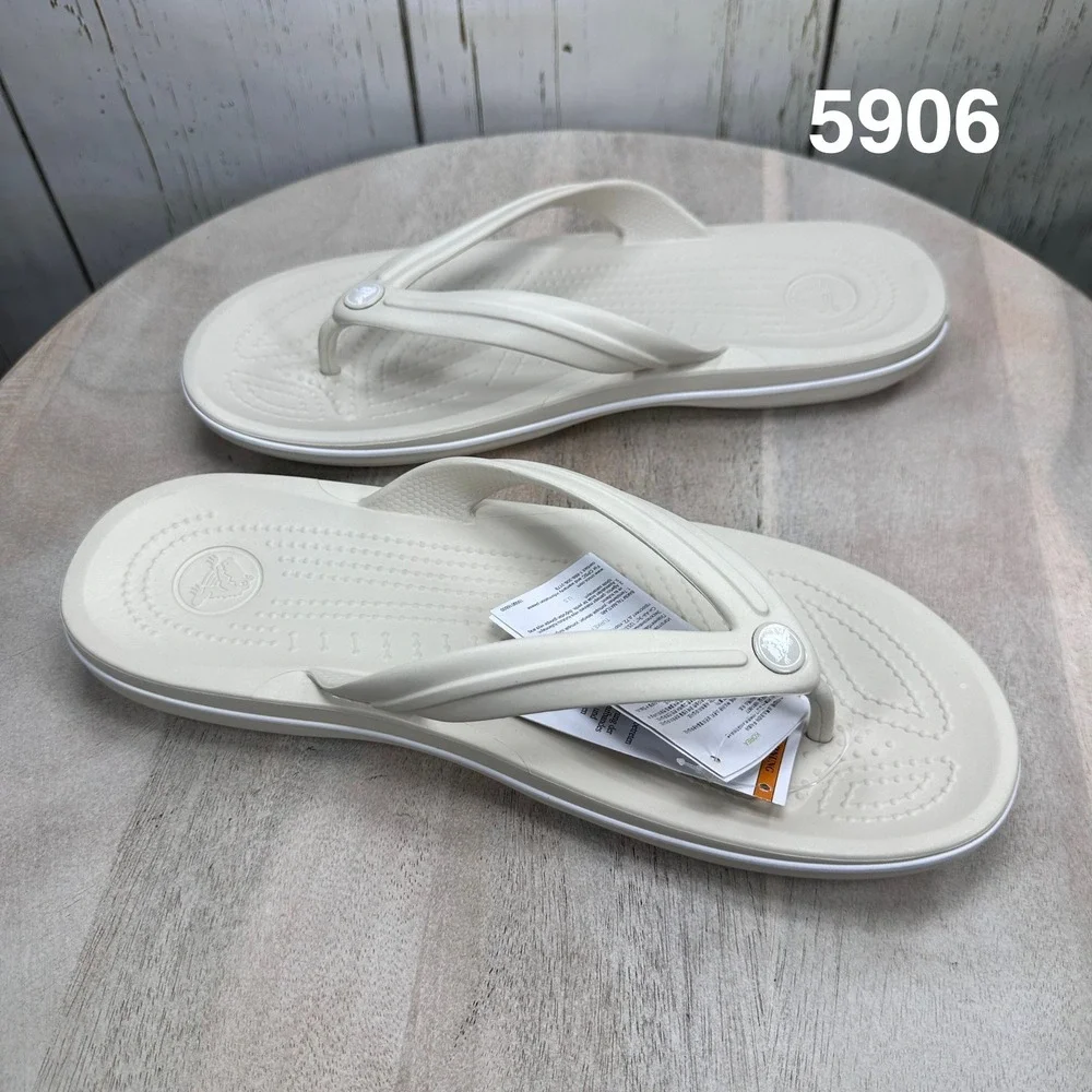 Crocs Crocband Flip Stucco White Unisex Mens 10 Womens 12 Sandals 11033-171 NEW